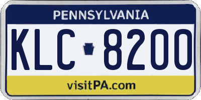 PA license plate KLC8200
