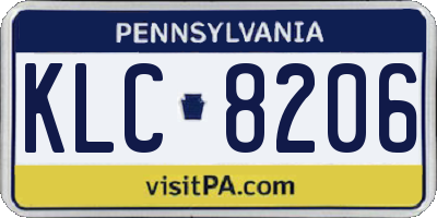 PA license plate KLC8206