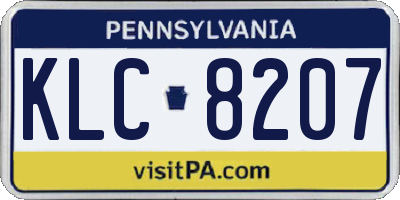 PA license plate KLC8207