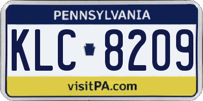 PA license plate KLC8209