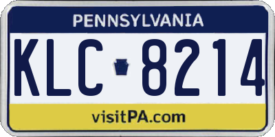 PA license plate KLC8214