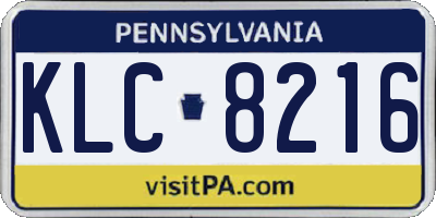 PA license plate KLC8216