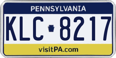 PA license plate KLC8217