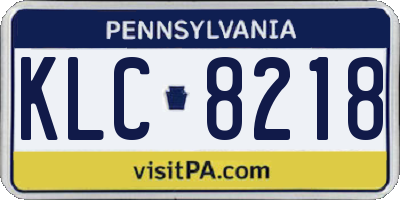 PA license plate KLC8218