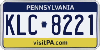 PA license plate KLC8221