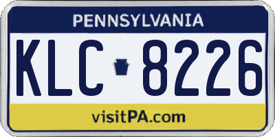 PA license plate KLC8226