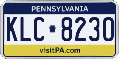 PA license plate KLC8230