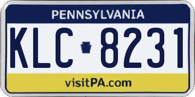 PA license plate KLC8231