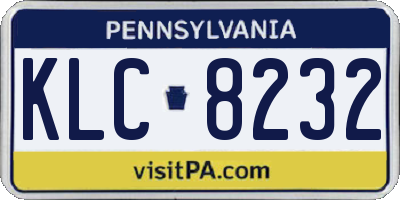 PA license plate KLC8232