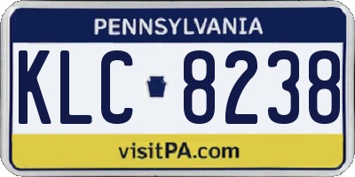 PA license plate KLC8238