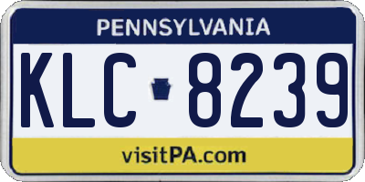 PA license plate KLC8239