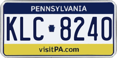 PA license plate KLC8240