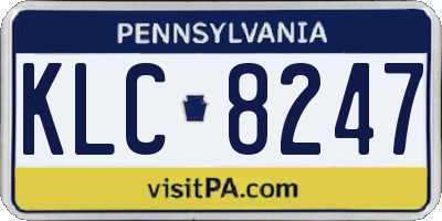 PA license plate KLC8247