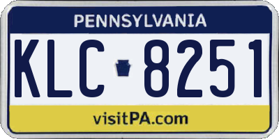 PA license plate KLC8251