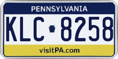 PA license plate KLC8258