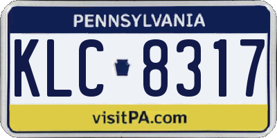 PA license plate KLC8317