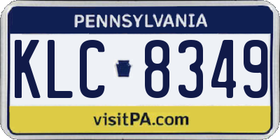 PA license plate KLC8349