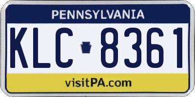PA license plate KLC8361