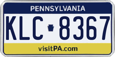 PA license plate KLC8367