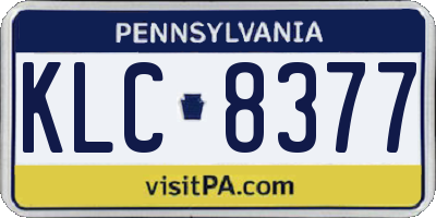 PA license plate KLC8377