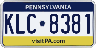 PA license plate KLC8381