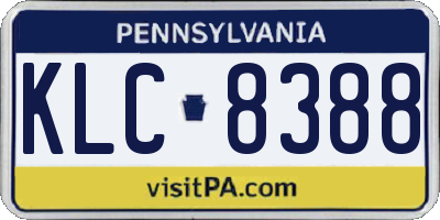 PA license plate KLC8388