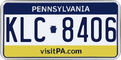 PA license plate KLC8406