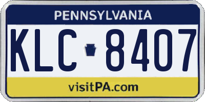 PA license plate KLC8407