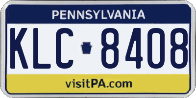 PA license plate KLC8408