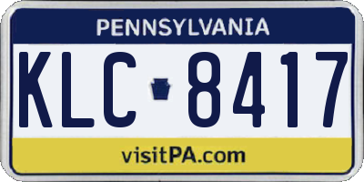PA license plate KLC8417