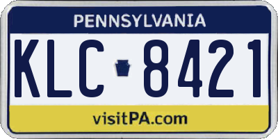 PA license plate KLC8421