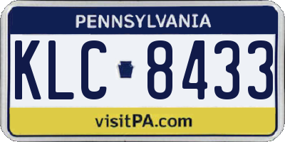 PA license plate KLC8433