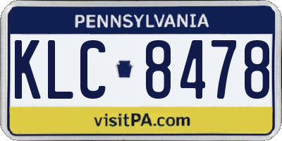 PA license plate KLC8478