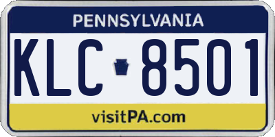 PA license plate KLC8501