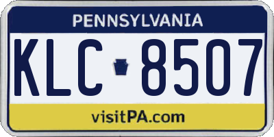 PA license plate KLC8507