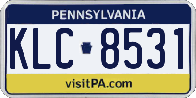 PA license plate KLC8531