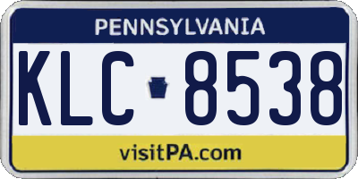PA license plate KLC8538