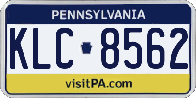 PA license plate KLC8562