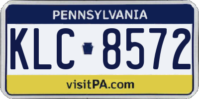 PA license plate KLC8572