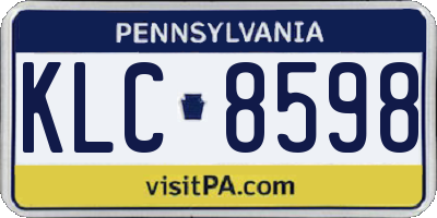PA license plate KLC8598