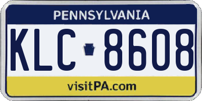 PA license plate KLC8608