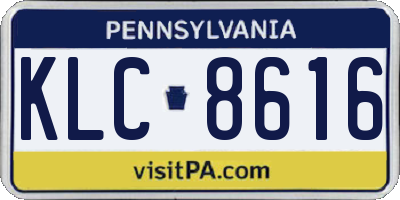 PA license plate KLC8616