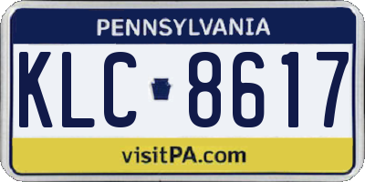PA license plate KLC8617