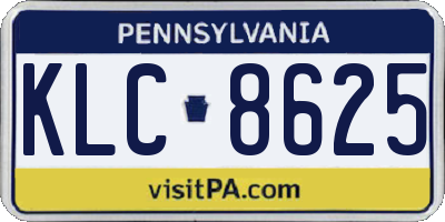 PA license plate KLC8625