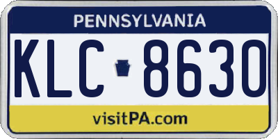 PA license plate KLC8630