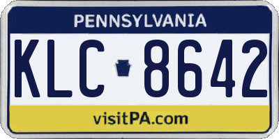 PA license plate KLC8642