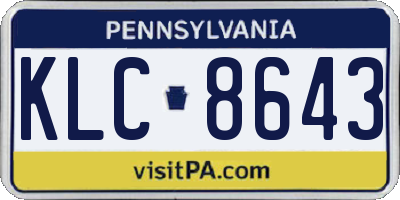 PA license plate KLC8643