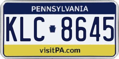 PA license plate KLC8645