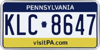 PA license plate KLC8647
