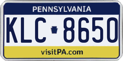 PA license plate KLC8650